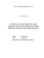 VAI TRÒ CỦA CÁC TỔ CHỨC CHÍNH TRỊ  XÃ HỘI  TRONG THỰC HIỆN CHƯƠNG TRÌNH XÂY DỰNG NÔNG THÔN MỚI TẠI HUYỆN GIA LÂM, THÀNH PHỐ HÀ NỘI