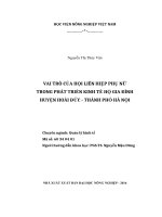 VAI TRÒ CỦA HỘI LIÊN HIỆP PHỤ NỮ  TRONG PHÁT TRIỂN KINH TẾ HỘ GIA ĐÌNH  HUYỆN HOÀI ĐỨC  THÀNH PHỐ HÀ NỘI