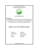 Tình hình hội chứng tiêu chảy ở lợn con theo mẹ nuôi tại trang trại tuấn hà, xã bình xuyên, huyện bình giang, tỉnh hải dương và áp dụng quy trình phòng trị 