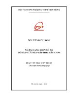 Nhận dạng biển số xe dùng phương pháp học sâu CNNs (Luận văn thạc sĩ)