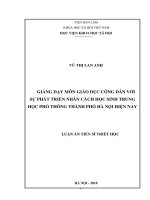 Giảng dạy môn Giáo dục công dân với sự phát triển nhân cách học sinh trung học phổ thông thành phố Hà Nội hiện nay (Luận án tiến sĩ)