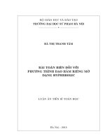 Bài toán biên đối với phương trình đạo hàm riêng mờ dạng hyperbolic Chuyên ngành Phương trình vi phân và tích phân (Luận án tiến sĩ)