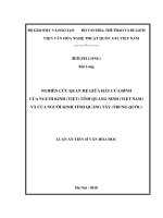 Nghiên cứu quan hệ giữa hát cửa đình của người Kinh (Việt) tỉnh Quảng Ninh (Việt Nam) và của người Kinh tỉnh Quảng Tây (Trung Quốc) (Luận án tiến sĩ)