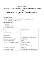 Giáo án Toán 3 chương 2 bài 31: Làm quen với biểu thức