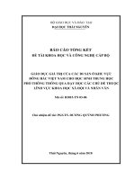 Giáo dục giá trị của các di sản ở khu vực Đông Bắc Việt Nam cho học sinh trung học phổ thông thông qua dạy học các chủ đề thuộc lĩnh vực Khoa học Xã hội và Nhân văn (NCKH)