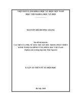 Vai trò của phụ nữ dân tộc Sán Dìu trong phát triển kinh tế hộ gia đình vùng Đông Bắc Việt Nam (Nghiên cứu trường hợp tỉnh Thái Nguyên) (Luận án tiến sĩ)