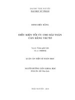 Điều kiện tối ưu cho bài toán cân bằng vectơ (Luận án tiến sĩ)