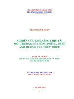 Nghiên cứu khả năng chịu tải môi trường của sông phù sa, dưới ảnh hưởng của thủy triều (Luận án tiến sĩ)