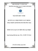 QUYỀN lựa CHỌN PHÁP LUẬT TRONG HOẠT ĐỘNG KINH DOANH THƯƠNG mại tt 