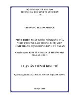 Phát triển xuất khẩu nông sản của nước CHDCND lào trong điều kiện hình thành cộng đồng kinh tế asean 