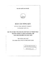 Giá trị và bảo tồn văn hóa ẩm thực và trang phục truyền thống ở làng cổ đường lâm qua kinh nghiệm của nhật bản