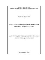 Tăng cường quản lý ngân sách Nhà nước huyện Lục Yên, tỉnh Yên Bái (Luận văn thạc sĩ)