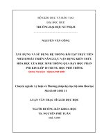 Xây dựng và sử dụng bài tập thực tiễn nhằm phát triển năng lực vận dụng kiến thức hóa học của học sinh qua dạy học phần phi kim lớp 10 trumg học phổ thông (tt) 