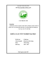 Đánh giá chất lượng nước dùng trong chăn nuôi và công tác vệ sinh môi trường tại trại heo nái Mr.Lộc Vật Lại  Ba Vì  Hà Nội (Khóa luận tốt nghiệp)