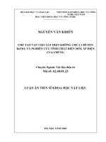 Chế tạo vật liệu sắt điện không chứa chì nền BaTiO3 và nghiên cứu tính chất điện môi, áp điện của chúng