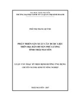 Phát triển sản xuất cây dược liệu trên địa bàn huyện Phú Lương, tỉnh Thái Nguyên (Luận văn thạc sĩ)