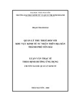 Quản lý thu thuế đối với khu vực kinh tế tư nhân trên địa bàn thành phố Yên Bái (Luận văn thạc sĩ)