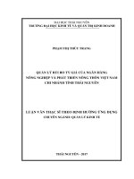 Quản lý rủi ro tỷ giá của Ngân hàng Nông nghiệp và Phát triển nông thôn Việt Nam – chi nhánh Tỉnh Thái Nguyên