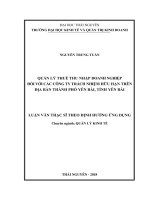 Quản lý thuế thu nhập doanh nghiệp đối với các Công ty trách nhiệm hữu hạn trên địa bàn thành phố Yên Bái, tỉnh Yên Bái (LV thạc sĩ)