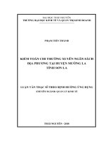 Kiểm toán chi thường xuyên ngân sách địa tại huyện Mường La, tỉnh Sơn La (Luận văn thạc sĩ)