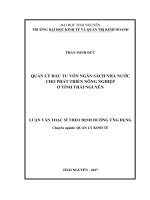 Quản lý đầu tư vốn ngân sách nhà nước cho phát triển nông nghiệp ở tỉnh Thái Nguyên (Luận văn thạc sĩ)