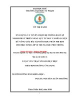 Xây dựng và tuyển chọn hệ thống bài tập nhằm phát triển năng lực tư duy và rèn luyện kỹ năng giải bài tập hóa học phần phi kim cho học sinh lớp 10 trung học phổ thông (tt) 