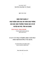 Biện pháp quản lý hoạt động giáo dục an toàn giao thông cho học sinh trường trung học cơ sở huyện an phú, tỉnh an giang (tt) 