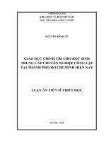 Giáo dục chính trị cho học sinh trung cấp chuyên nghiệp công lập tại thành phố Hồ Chí Minh hiện nay (Luận án tiến sĩ)
