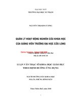 Quản lý hoạt động nghiên cứu khoa học của giảng viên trường đại học cửu long (tt) 