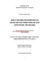 Quản lý hoạt động trải nghiệm sáng tạo của học sinh ở các trường trung học cơ sở huyện tân hiệp, tỉnh kiên giang (tt) 