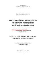 Quản lý hoạt động dạy học môn tiếng anh tại các trường trung học cơ sở thị xã thuận an, tỉnh bình dương (tt) 