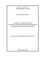 Vận dụng lý thuyết kiến tạo trong dạy học chủ đề nguyên hàm  tích phân cho học sinh trung học phổ thông (Luận văn thạc sĩ)