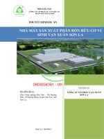 Nhà máy sản xuất phân bón hữu cơ vi sinh Vạn Xuân tỉnh Sơn La 0903034381