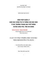 Biện pháp quản lý giáo dục chính trị tư tưởng cho học sinh ở các trường trung học phổ thông huyện châu phú, tỉnh an giang (tt) 