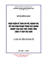 Hoàn thiện kế toán chi phí, doanh thu, kết quả kinh doanh trong các doanh nghiệp sản xuất thép thuộc tổng công ty thép việt nam 