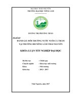 Đánh giá môi trường nước nuôi cá Trắm tại Trường đại học Nông Lâm Thái Nguyên | KHÓA LUẬN TỐT NGHIỆP ĐẠI HỌC