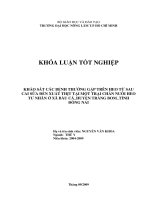 KHẢO SÁT CÁC BỆNH THƯỜNG GẶP TRÊN HEO TỪ SAU CAI SỮA ĐẾN XUẤT THỊT TẠI MỘT TRẠI CHĂN NUÔI HEO TƯ NHÂN Ở XÃ BÀU CÁ_HUYỆN TRẢNG BOM_TỈNH ĐỒNG NAI