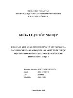 KHẢO SÁT KHẢ NĂNG SINH TRƯỞNG VÀ SỨC SỐNG CỦA CÁC HEO CAI SỮA GIAI ĐOẠN 21 – 60 NGÀY TUỔI THUỘC MỘT SỐ NHÓM GIỐNG TẠI XÍ NGHIỆP CHĂN NUÔI THANH BÌNH  TRẠI 2 Họ