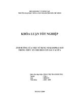 ẢNH HƯỞNG CỦA VIỆC SỬ DỤNG NUKLOSPRAY K53 TRONG THỨC ĂN CHO HEO CON SAU CAI SỮA