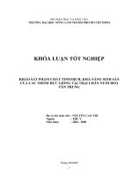 KHẢO SÁT PHẨM CHẤT TINH DỊCH, KHẢ NĂNG SINH SẢN CỦA CÁC NHÓM ĐỰC GIỐNG TẠI TRẠI CHĂN NUÔI HEO TÂN TRUNG