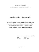 KHẢO SÁT PHẨM CHẤT TINH DỊCH, KHẢ NĂNG SINH TRƯỞNG VÀ SINH SẢN CỦA CÁC HEO ĐỰC GIỐNG THUẦN DUROC, LANDRACE VÀ YORKSHIRE TẠI XÍ NGHIỆP CHĂN NUÔI HEO ĐỒNG HIỆP