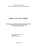 ẢNH HƯỞNG CỦA CHẾ PHẨM TỎI, NGHỆ KHI BỔ SUNG VÀO KHẨU PHẦN THỨC ĂN CỦA HEO TỪ 30 – 90 NGÀY TUỔI