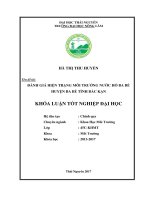 Đánh giá hiện trạng môi trường nước hồ Ba Bể huyện Ba Bể  tỉnh Bắc Kạn (Khóa luận tốt nghiệp)