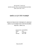 KHẢO SÁT PHẨM CHẤT TINH DỊCH CỦA HEO ĐỰC GIỐNG TẠI XÍ NGHIỆP CHĂN NUÔI THANH BÌNH TRẠI SỐ 2  ĐỒNG NAI