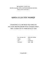 ẢNH HƯỞNG CỦA CHẾ PHẨM TỎI, NGHỆ LÊN SỨC TĂNG TRƯỞNG KHI BỔ SUNG VÀO KHẨU PHẦN THỨC ĂN HEO CON TỪ 30 ĐẾN 90 NGÀY TUỔI