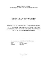 KHẢO SÁT TỶ LỆ NHIỄM VIRÚT LỞ MỒM LONG MÓNG VÀ TỶ LỆ BẢO HỘ TRÊN HEO TIÊM PHÒNG VẮC – XIN AFTOPOR TẠI MỘT SỐ CƠ SỞ XÂY DỰNG AN TOÀN DỊCH Ở CỦ CHI, THÀNH PHỐ HỒ CHÍ MINH