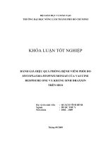 ĐÁNH GIÁ HIỆU QUẢ PHÒNG BỆNH VIÊM PHỔI DO MYCOPLASMA HYOPNEUMONIAE CỦA VACCINE RESPISURE ONE VÀ KHÁNG SINH DRAXXIN TRÊN HEO
