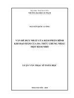 Vấn đề duy nhất của hàm phân hình khi đạo hàm của đa thức chung nhau một hàm nhỏ (Luận văn thạc sĩ)