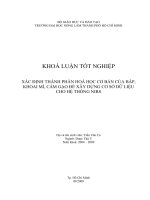 XÁC ĐỊNH THÀNH PHẦN HOÁ HỌC CƠ BẢN CỦA BẮP, KHOAI MÌ, CÁM GẠO ĐỂ XÂY DỰNG CƠ SỞ DỮ LIỆU CHO HỆ THỐNG NIRS
