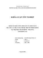 KHẢO SÁT KHẢ NĂNG SINH SẢN CỦA HEO NÁI Ở MÙA MƯA VÀ MÙA NẮNG THUỘC MỘT SỐ NHÓM GIỐNG TẠI TRẠI HEO THANH BÌNH – TRẠI SỐ 2, TỈNH ĐỒNG NAI